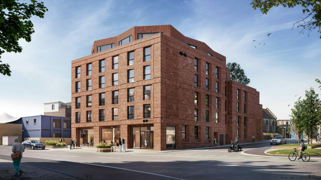 CGI image of a hometel building